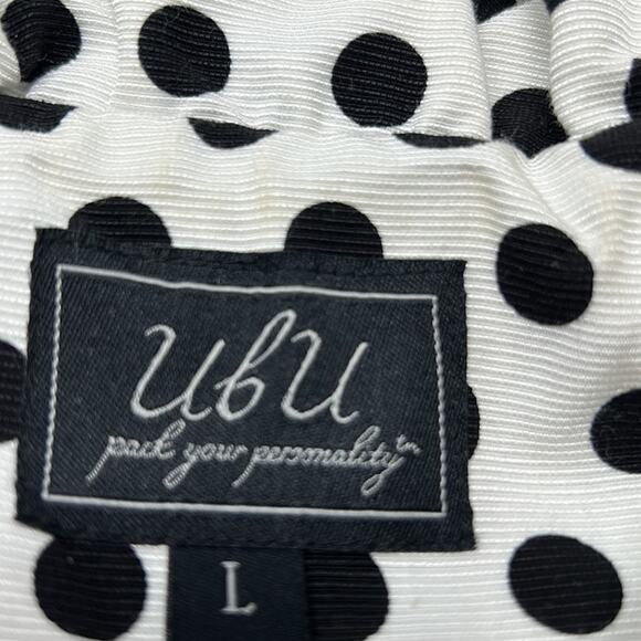 UBU Women's Black & White Polkadot Zip Top/Jacket/Blazer Size Large - Picture 10 of 15